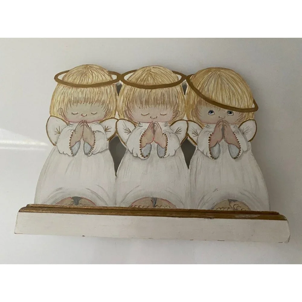 Hand Painted Wood Angels Hand Painted Standing Plaque 7